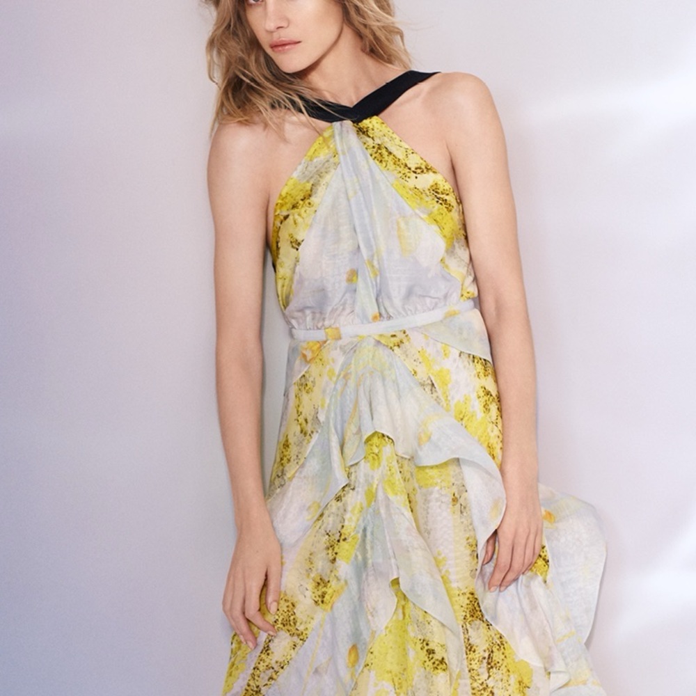 H&M Conscious Silk Flounce Halter Dress